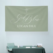 First Communion God Bless Sage banner backdrop (Messe)
