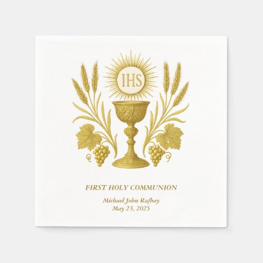 First Communion Gold Eucharist Chalice Serviette (Vorderseite)
