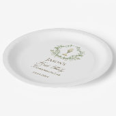 First Communion greenery crest chalice Pappteller (Schrägansicht)