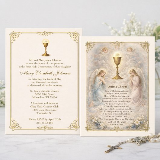 First Communion Invitation Anima Christi Einladung