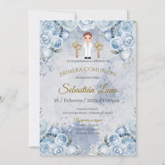 First Communion Invitation Boy Einladung (Vorderseite)