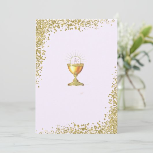 First Communion Invite Purple Einladung (Stehend Vorderseite)