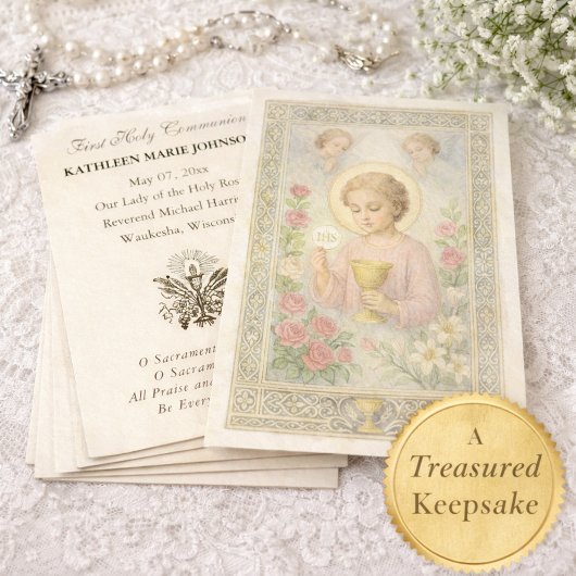 First  Communion Jesus Angels Floral 