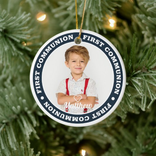 First Communion Modern Custom Foto von Keepsake Keramik Ornament (Baum)