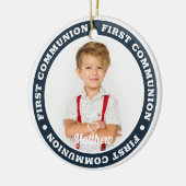 First Communion Modern Custom Foto von Keepsake Keramik Ornament (Links)