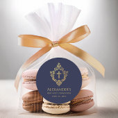 First Communion Navy Blue Gold Wappen Eleganter Ju Runder Aufkleber