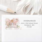 First Communion Pink Bow Roses Return Address (Insitu)