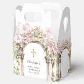 First Communion Pink Florals Arch Cross Geschenkschachtel (Geöffnet)