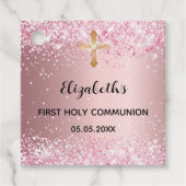 First communion pink glitter thank you cross geschenkanhänger (Vorderseite)