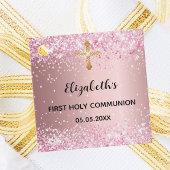 First communion pink glitter thank you cross geschenkanhänger