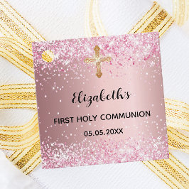 First communion pink glitter thank you cross geschenkanhänger