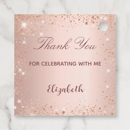 First Communion Rose gold Glitzer vielen Dank Geschenkanhänger (Rückseite)