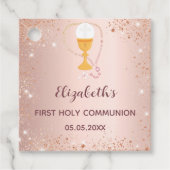 First Communion Rose gold Glitzer vielen Dank Geschenkanhänger (Vorderseite)