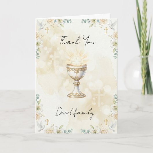 First Communion Thank You With Chalice Design Dankeskarte (Vorderseite)