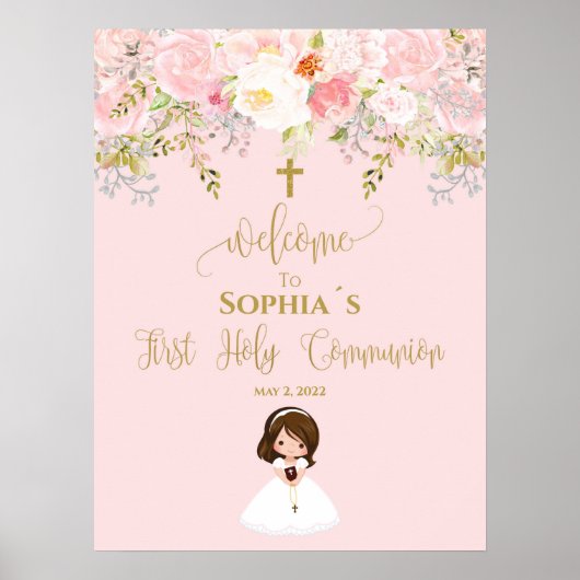 First communion welcome sign girl Poster (Vorne)
