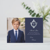 First Communitynavy Vintager Junge Foto Wappen Dankeskarte (Stehend Vorderseite)