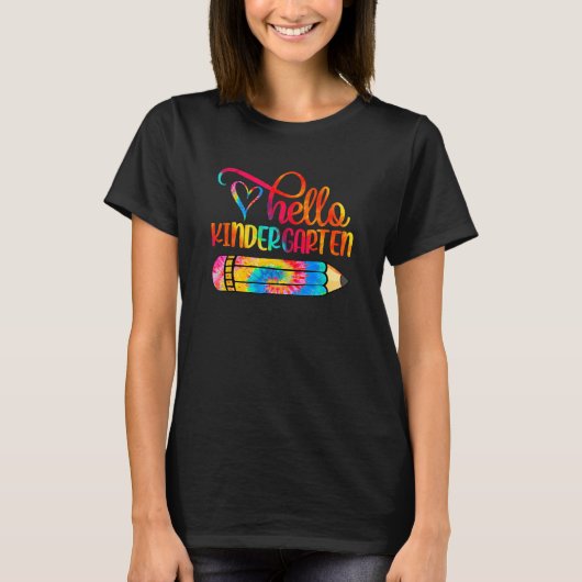 First Day Hello Kindergarten Tie Dye Pencil  First T-Shirt (Vorderseite)