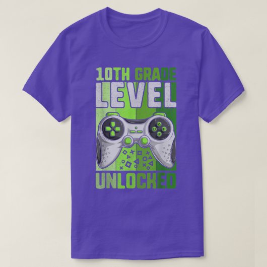 First Day Of 10th Grade Level Unlocked Boy Video T-Shirt (Design vorne)