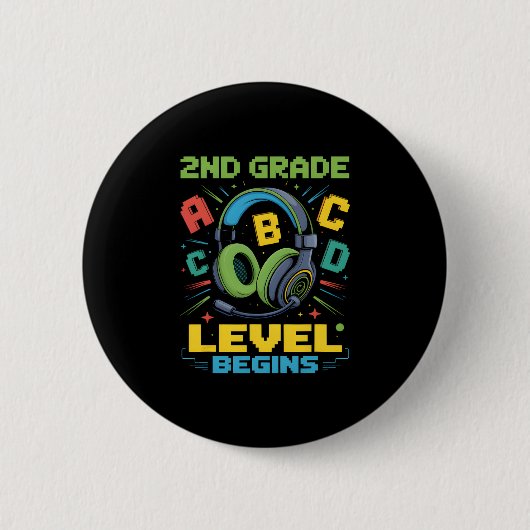 First Day Of 2nd Grade Level Begins Shirt Gamer Bo Button (Vorderseite)