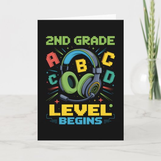 First Day Of 2nd Grade Level Begins Shirt Gamer Bo Karte (Vorderseite)
