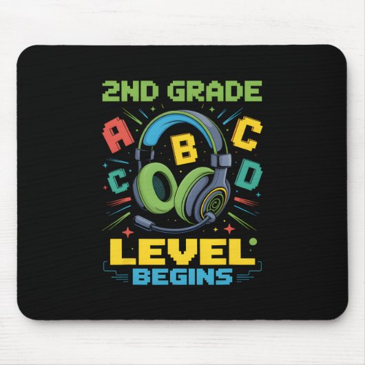 First Day Of 2nd Grade Level Begins Shirt Gamer Bo Mousepad (Vorne)