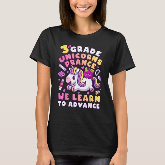 First Day of 3rd Grade, Back To School, Girl, Unic T-Shirt (Vorderseite)
