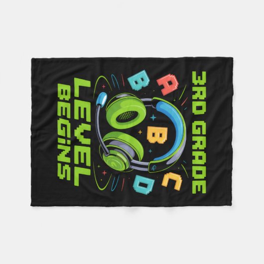 First Day Of 3rd Grade Level Begins Shirt Gamer Bo Fleecedecke (Vorderseite (Horizontal))