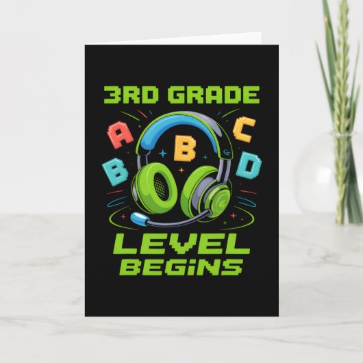 First Day Of 3rd Grade Level Begins Shirt Gamer Bo Karte (Vorderseite)