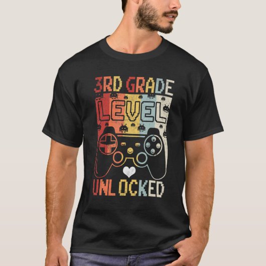 First Day of 3rd Grade Level Unlocked Back To Scho T-Shirt (Vorderseite)