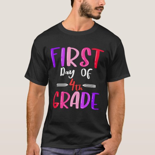 First Day Of 4th Grade Back To School Students Fou T-Shirt (Vorderseite)