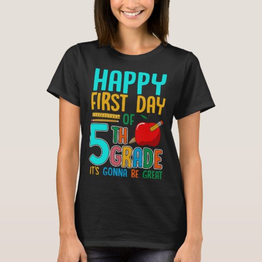 First Day Of 5th Grade Back To School Teacher Kids T-Shirt (Vorderseite)
