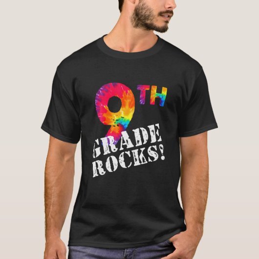 First Day of 9Th Grad Rocks Tie Dye Student Back T-Shirt (Vorderseite)