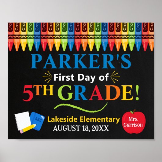 First Day of Fifth Grade School Sign - 5th grade Poster (Vorne)