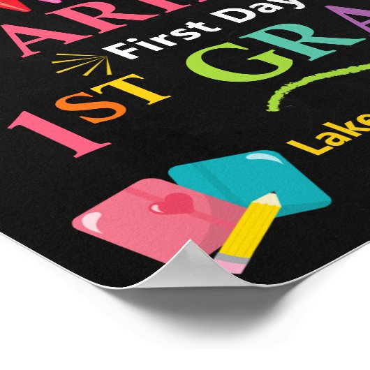 First Day of First Grade School Sign -  Girl 1st Poster (Ecke)