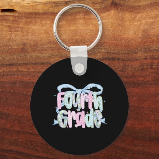 First Day Of Fourth Grade Floral Bundle For Teache Schlüsselanhänger (Vorderseite)