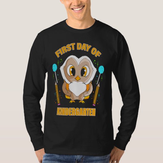 First Day of Kindergarten for School Owl Child St T-Shirt (Vorderseite)
