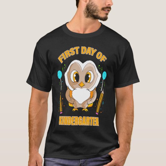 First Day of Kindergarten for School Owl Child St T-Shirt (Vorderseite)