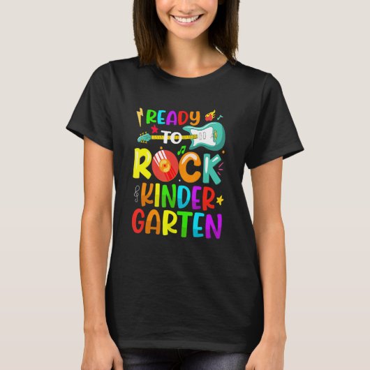 First Day Of Kindergarten Ready To Rock Kindergart T-Shirt (Vorderseite)