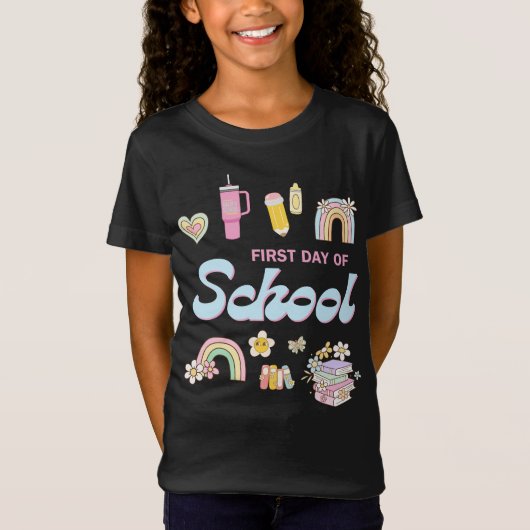 First Day Of School Girls' Cute Retro T-Shirt (Vorderseite)