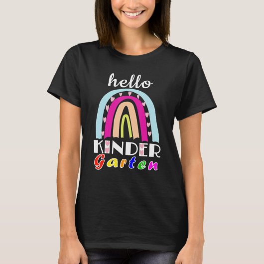 First Day Of School Hello Kindergarten Teacher Rai T-Shirt (Vorderseite)