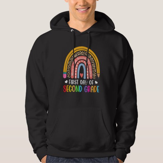First Day Of Second Grade Leopard Rainbow Kid Back Hoodie (Vorderseite)