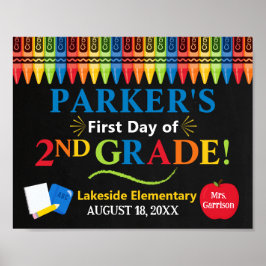 First Day of Second Grade School Sign - 2nd grade Poster