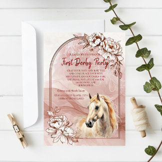 First Derby Party Invitation with Floral Design an Einladung