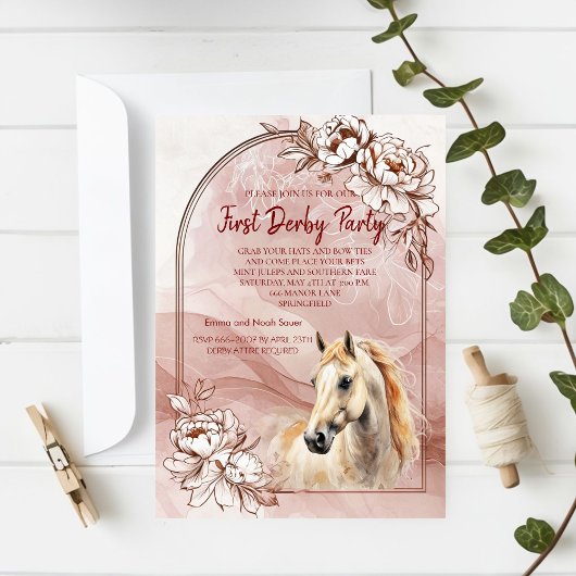 First Derby Party Invitation with Floral Design an Einladung