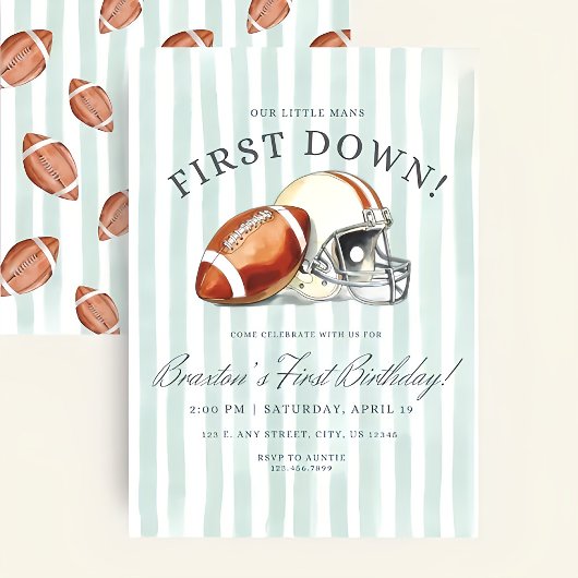 First Down Birthday Evite, Editable Football Invit Einladung