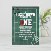 First Down Football 1. Geburtstag Einladung (Stehend Vorderseite)