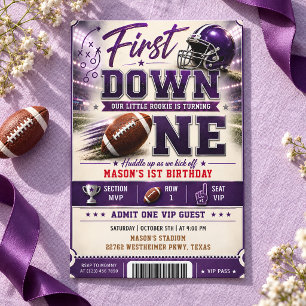 First Down Football Erster Geburtstagsticket Einladung
