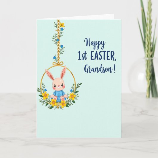 First Easter Grandson Bunny Card Karte (Vorderseite)