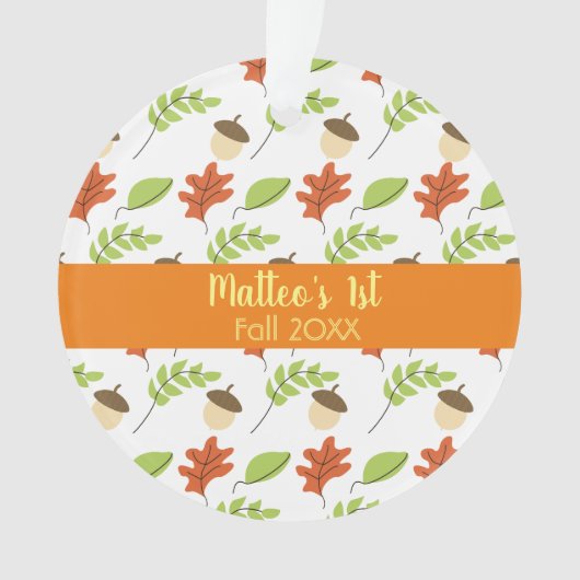 First Fall Sunshine Blätter Acorn Design Muster Ornament (Vorderseite)