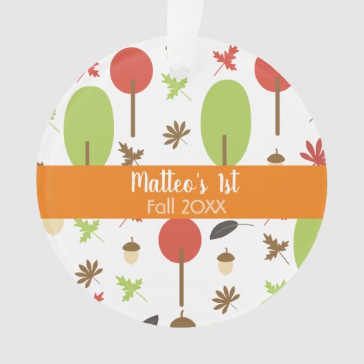 First Fall Sunshine Blätter Acorn Design Muster Ornament (Vorderseite)